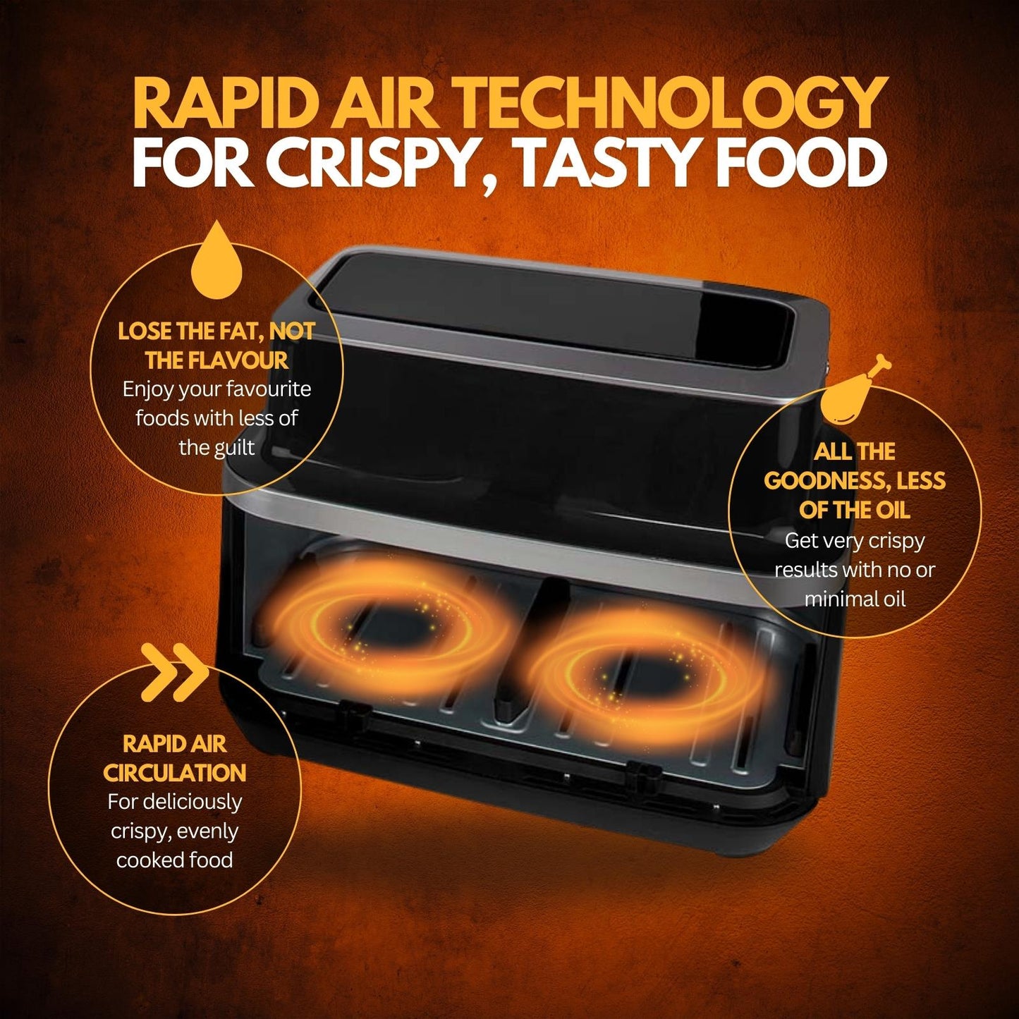 Nedis Hot Air Fryer | 2x4.2 l | Timer: 60 min | Number of preset programs: 10 | Digital