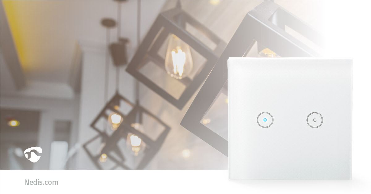 Nedis SmartLife Wall Switch | Wi-Fi | Dual | Wall Mount | 1000 W | Android™ / IOS | Glass | White