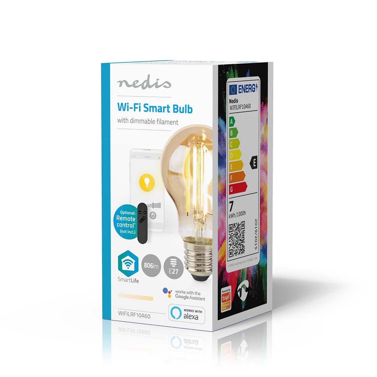 Nedis SmartLife LED Filament Bulb | Wi-Fi | E27 | 806 lm | 7 W | Warm White | 1800 - 3000 K | Glass | Android™ / IOS | Bulb | 1 pcs