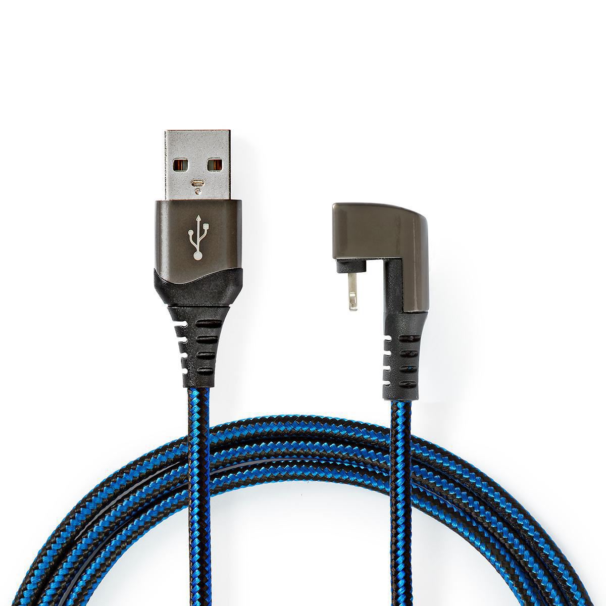Nedis USB Cable | USB 2.0 | Apple Lightning 8-Pin | USB-A Male | 12 W | 480 Mbps | Nickel Plated | 2.00 m | Round | Braided / Nylon | Black / Blue | Cover Window Box