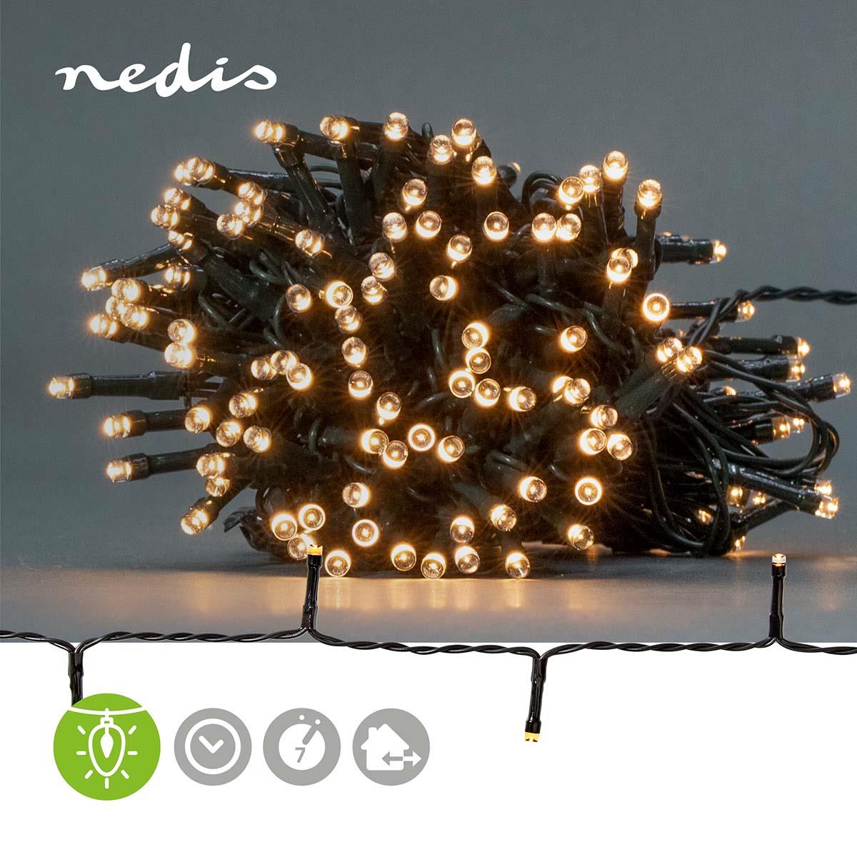 Nedis Christmas Lights | String | 192 LED's | Warm White | 14.40 m | Light effects: 7 | Indoor & Outdoor | Battery Powered