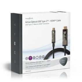 Nedis CCBG6410BK200 | Active Optical USB Cable | USB-C™ Male | HDMI™ Connector | 18 Gbps | 20.0 m | Round | PVC | Black | Gift Box