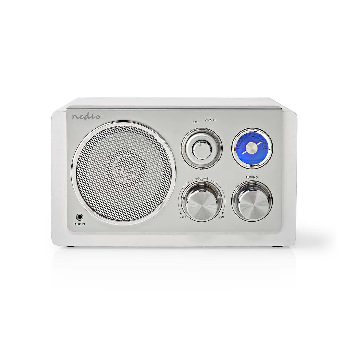 Nedis FM Radio | Table Design | FM | Mains Powered | Analogue | 15 W | IP20 | White