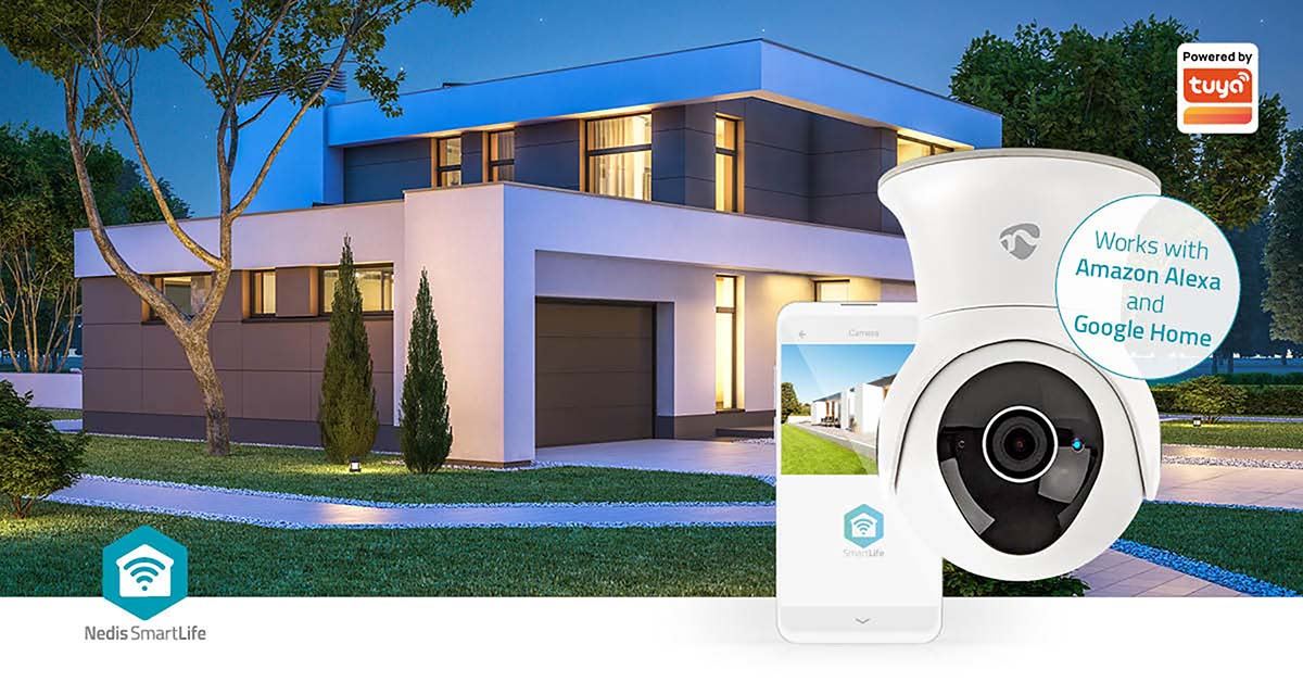 Nedis SmartLife Outdoor Camera | Wi-Fi | Full HD 1080p | Pan tilt | IP65 | Cloud Storage (optional) / Internal 16GB | 12 V DC | With motion sensor | Night vision | White
