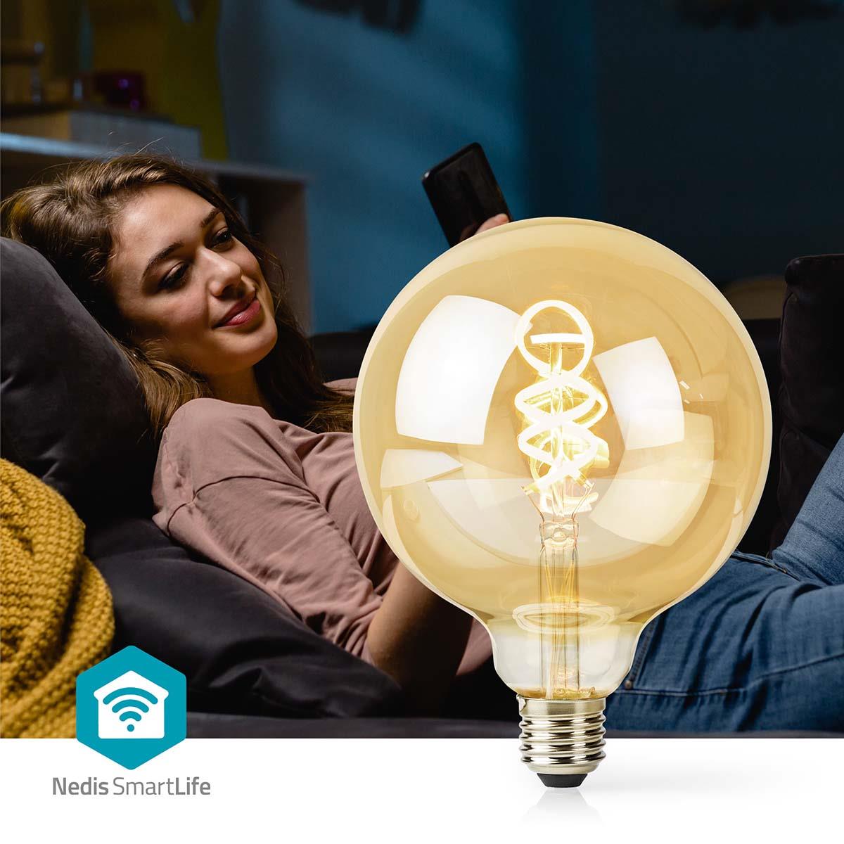 Nedis SmartLife LED Filament Bulb | Wi-Fi | E27 | 360 lm | 4.9 W | Warm to Cool White | 1800 - 6500 K | Glass | Android™ / IOS | Globe | 1 pcs