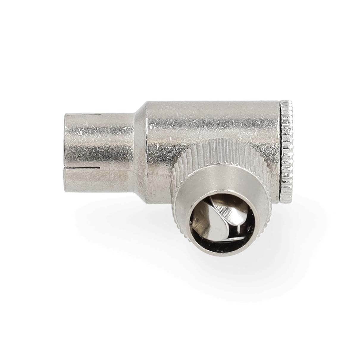 Nedis IEC (Coax) Connector | Angled | Female | Nickel Plated | 75 Ohm | Screw | Cable input diameter: 7.0 mm | Metal | Silver | 2 pcs | Polybag