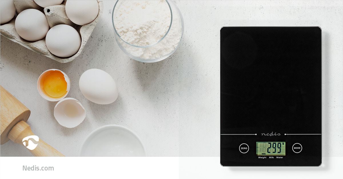 Nedis Kitchen Scales | Digital | Glass / Plastic | CR 2032 Battery | Black