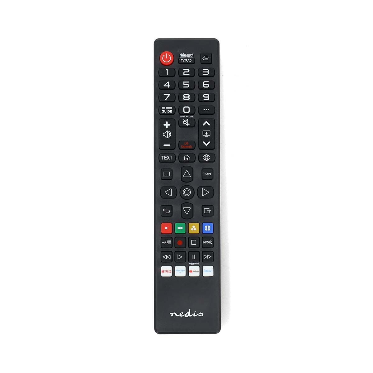 Nedis Replacement Remote Control | Suitable for: LG | Preprogrammed | 1 Device | Amazon Prime / Disney + Button / Netflix Button / Rakuten TV Button | Infrared | Black