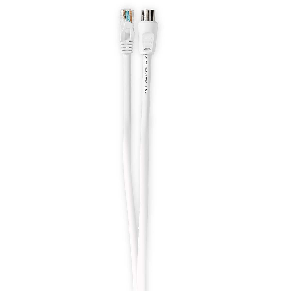 Nedis Coax Cat6 Combi Cable | IEC (Coax) Male / RJ45 Male | IEC (Coax) Female / RJ45 Male | Nickel Plated | RG58 | 75 Ohm | Double Shielded | 1.50 m | Round | PVC | White | Label