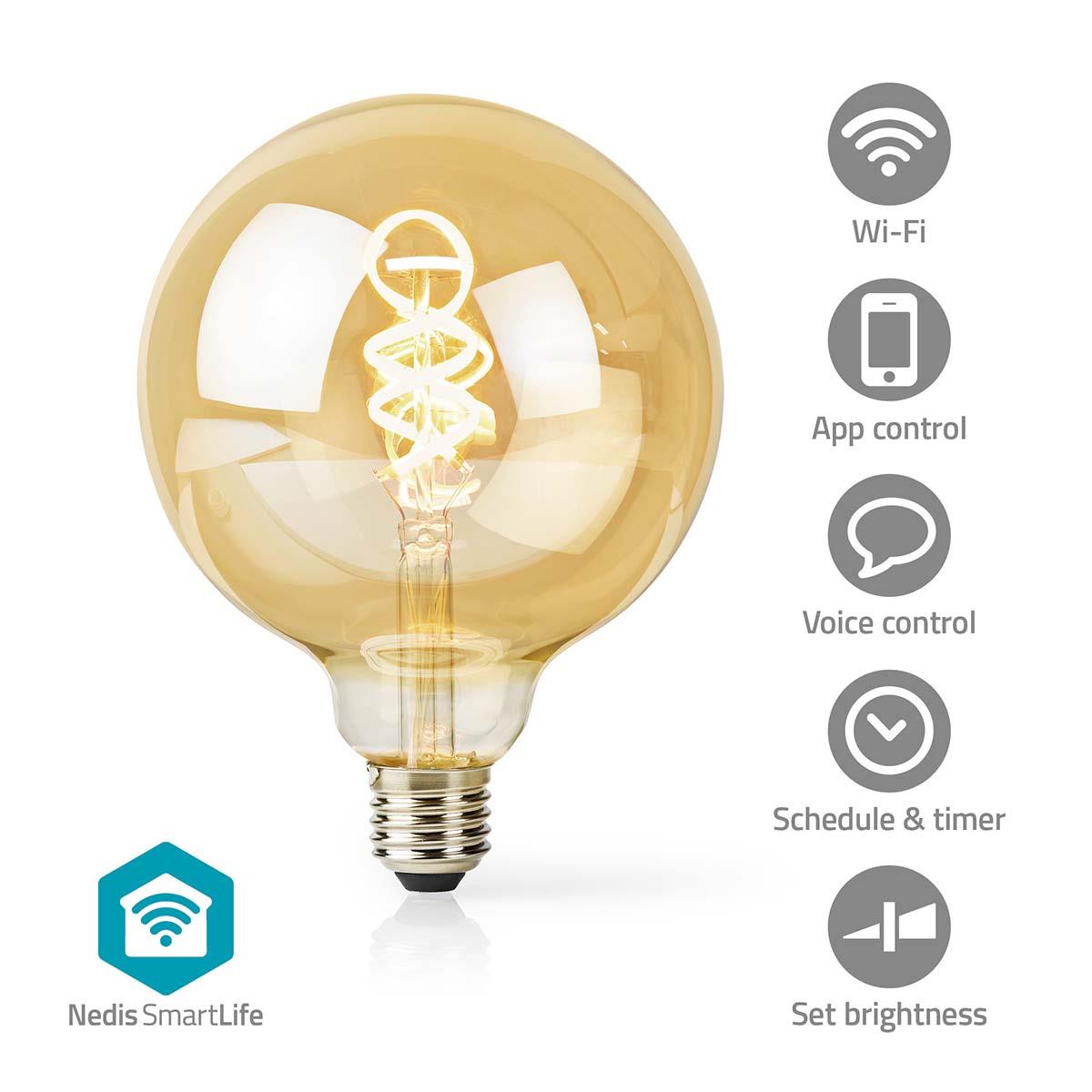 Nedis SmartLife LED Filament Bulb | Wi-Fi | E27 | 360 lm | 4.9 W | Warm to Cool White | 1800 - 6500 K | Glass | Android™ / IOS | Globe | 1 pcs