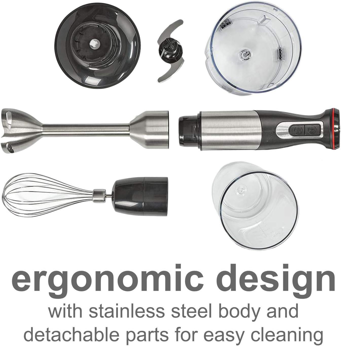 Nedis Hand Blender | 800 W | Speed settings: Variable Speed Control | Chopper | Aluminium / Black