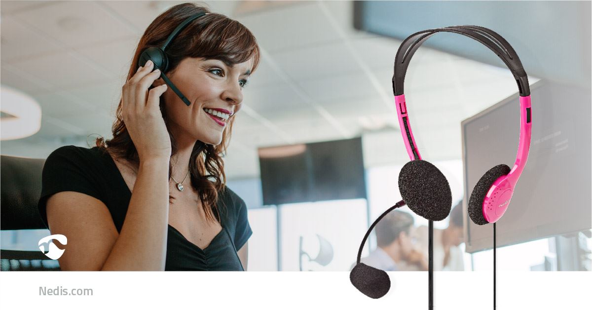 Nedis PC Headset | On-Ear | Stereo | 2x 3.5 mm | Fold-Away Microphone | Pink