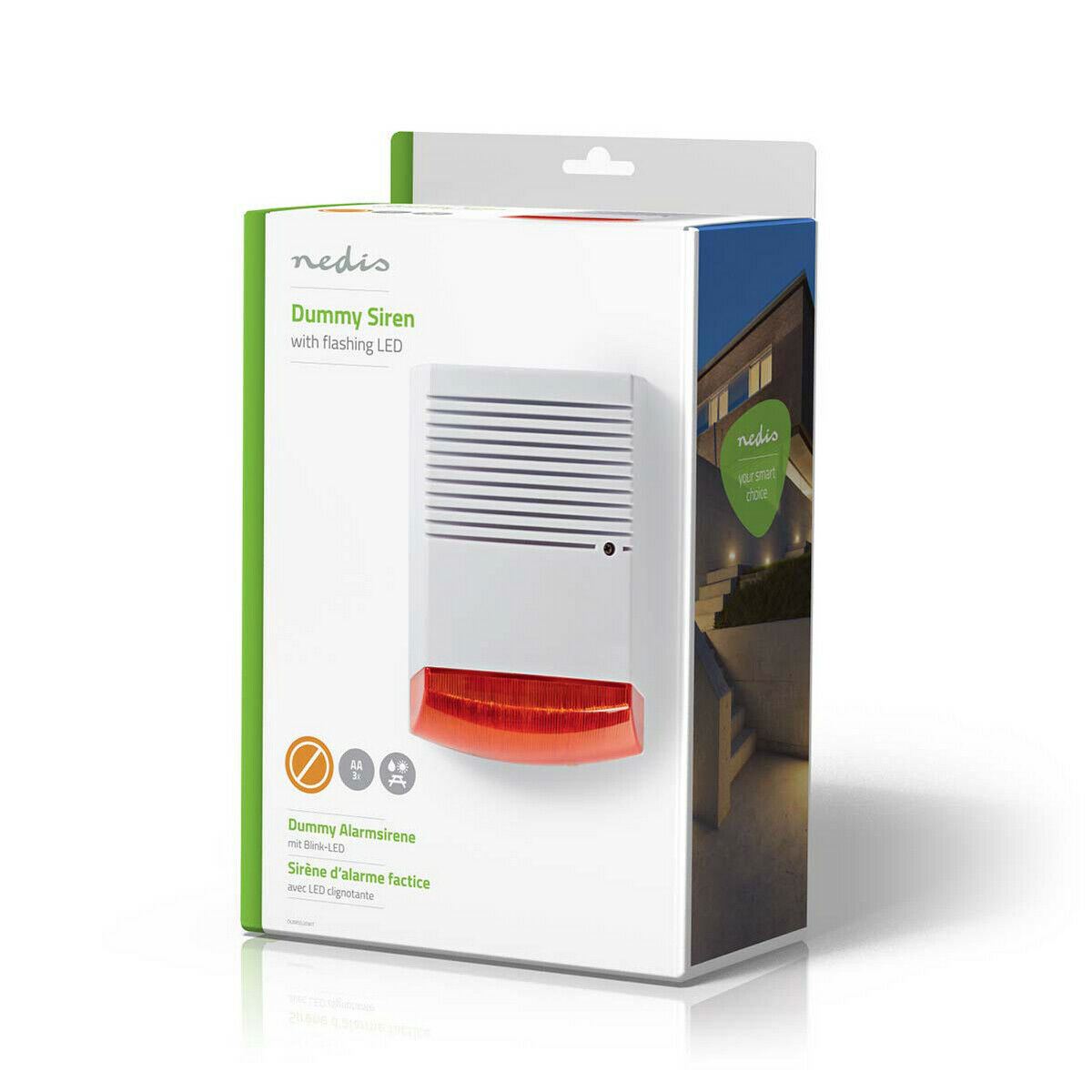 Nedis Dummy Security Siren | IP44 | Battery Powered | Outdoor | Orange / White
