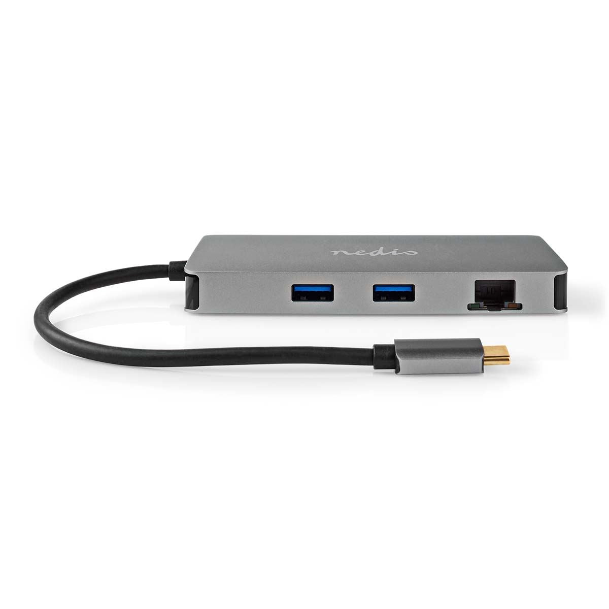 Nedis USB Multi-Port Adapter | USB 3.2 Gen 1 | USB-C™ Male | Micro SD / RJ45 Female / SD / USB-C™ Female / 2x HDMI™ / 2x USB-A Female | 5 Gbps | 0.20 m | Round | Gold Plated | PVC | Anthracite | Box