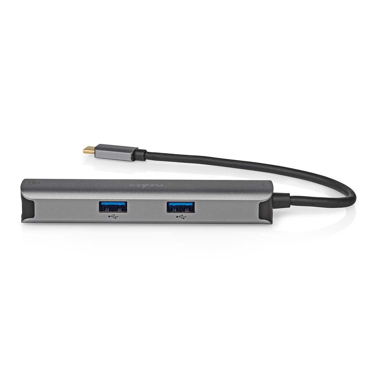 Nedis USB Multi-Port Adapter | USB 3.2 Gen 1 | USB-C™ Male | HDMI™ Output / RJ45 Female / 3x USB-A Female | 5 Gbps | 0.20 m | Round | Gold Plated | PVC | Anthracite | Box