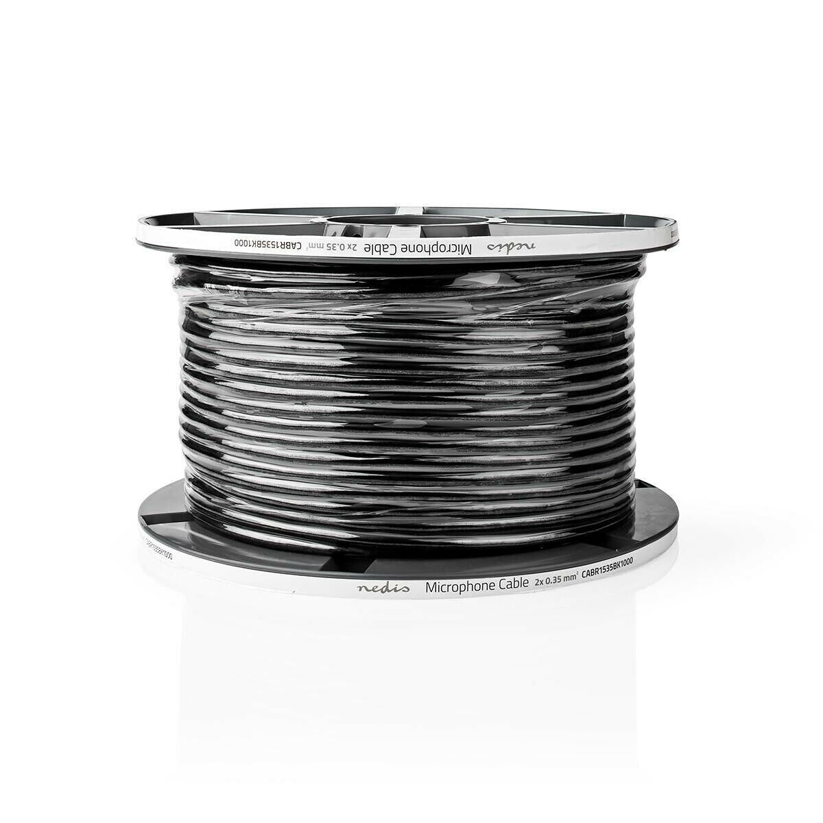 Nedis Microphone Cable | 2 x 0.35 mm² | Copper | 100.0 m | Round | PVC | Black | Reel