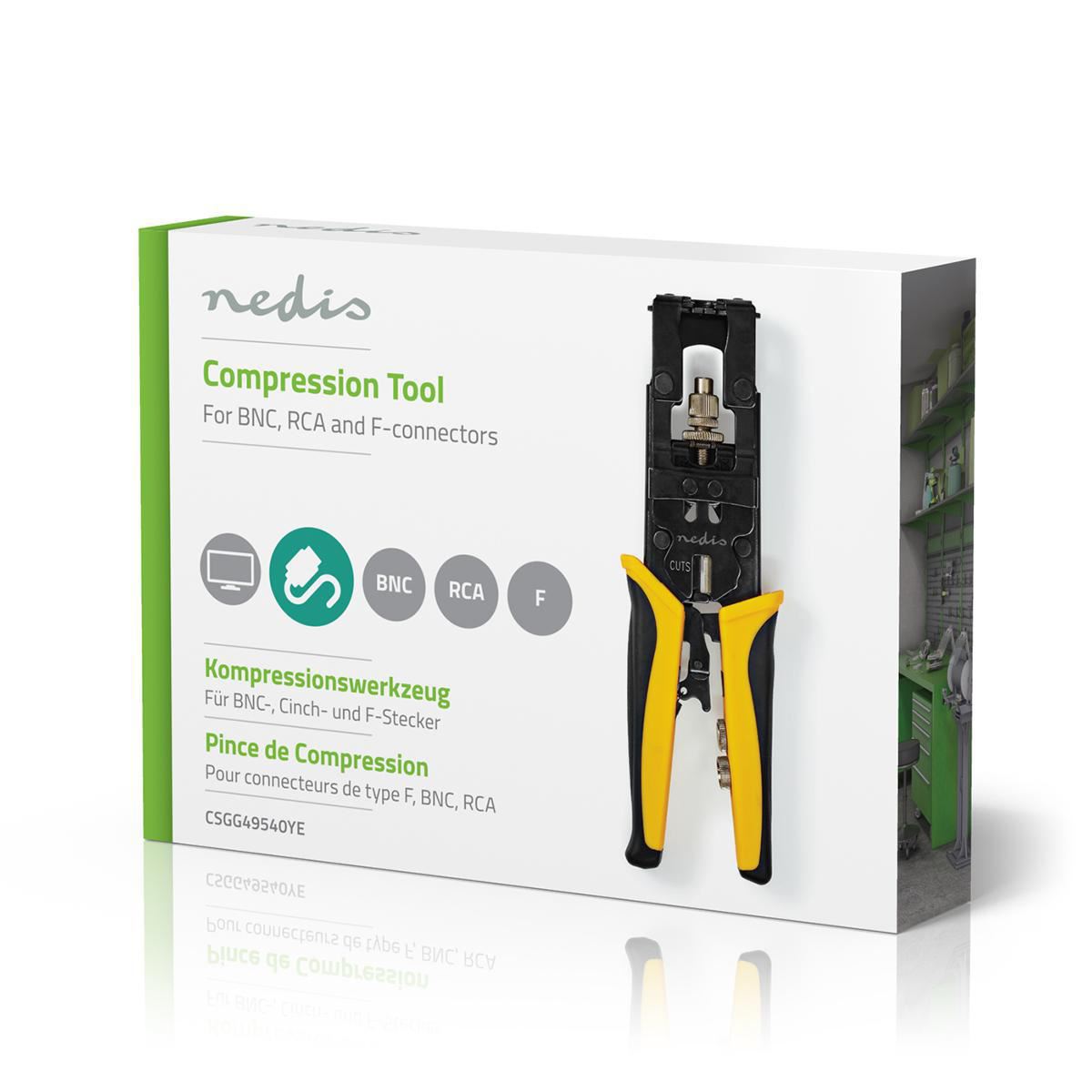 Nedis CSGG49540YE | Antenna Cable Installation Tool | Crimp Plier Tool | Black / Yellow | ABS / Steel