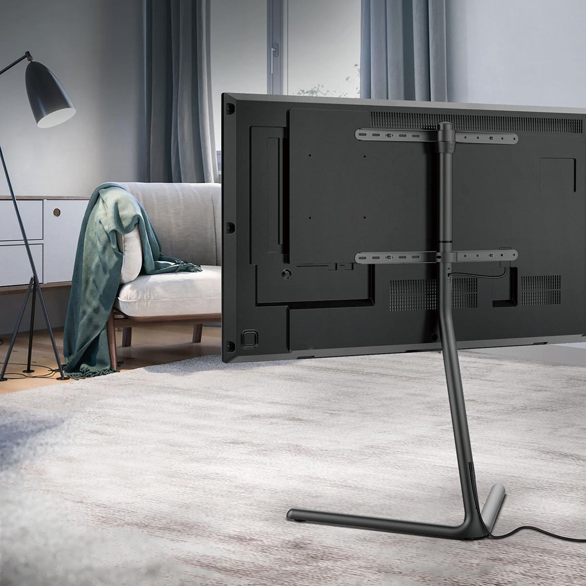 Nedis TV Floor Stand | 49 - 70 " | Maximum supported screen weight: 40 kg | V-shape Design | Anti-tip strap | Snap-lock | Aluminium / Steel | Black
