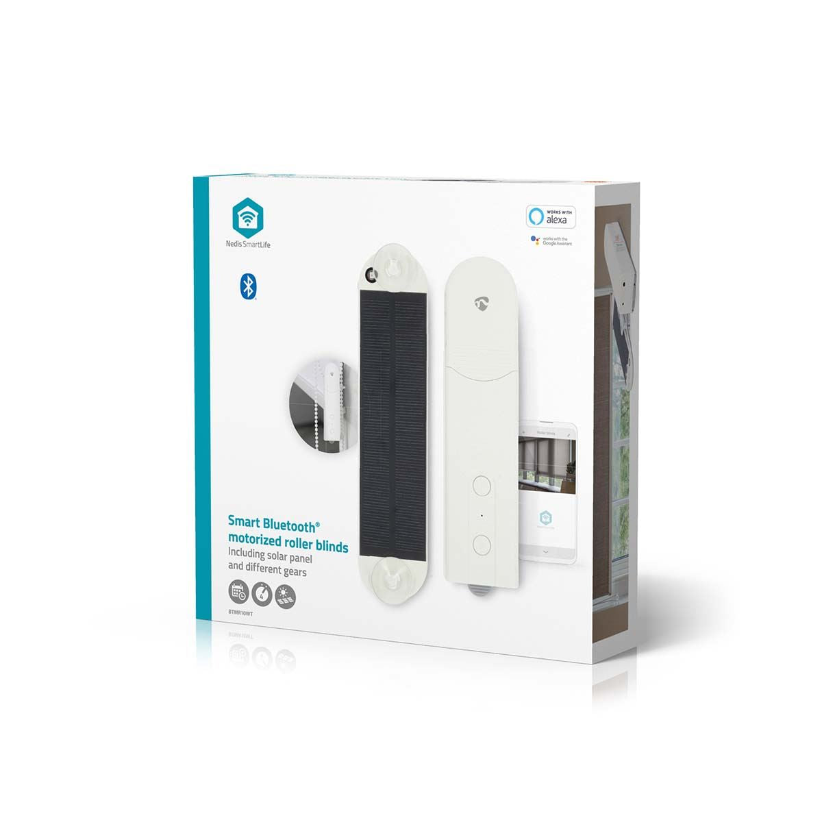 Nedis SmartLife Curtain Robot | Cable System | Panel curtains / Roller blinds / Roman blinds | Mains Powered / Solar Powered | 2000 mAh | Bluetooth® | White