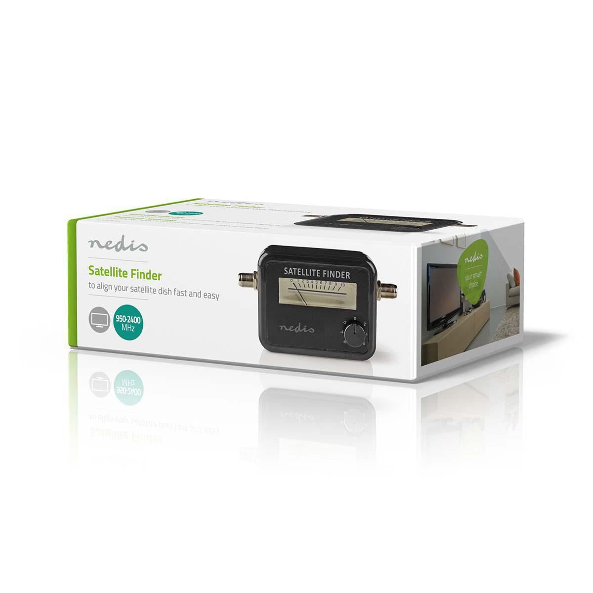 Nedis SFIND100BK | Satellite Signal Strength Meter | 950-2400 MHz | Input sensitivity: 83 dB | Output level: 102 dBuV | Black