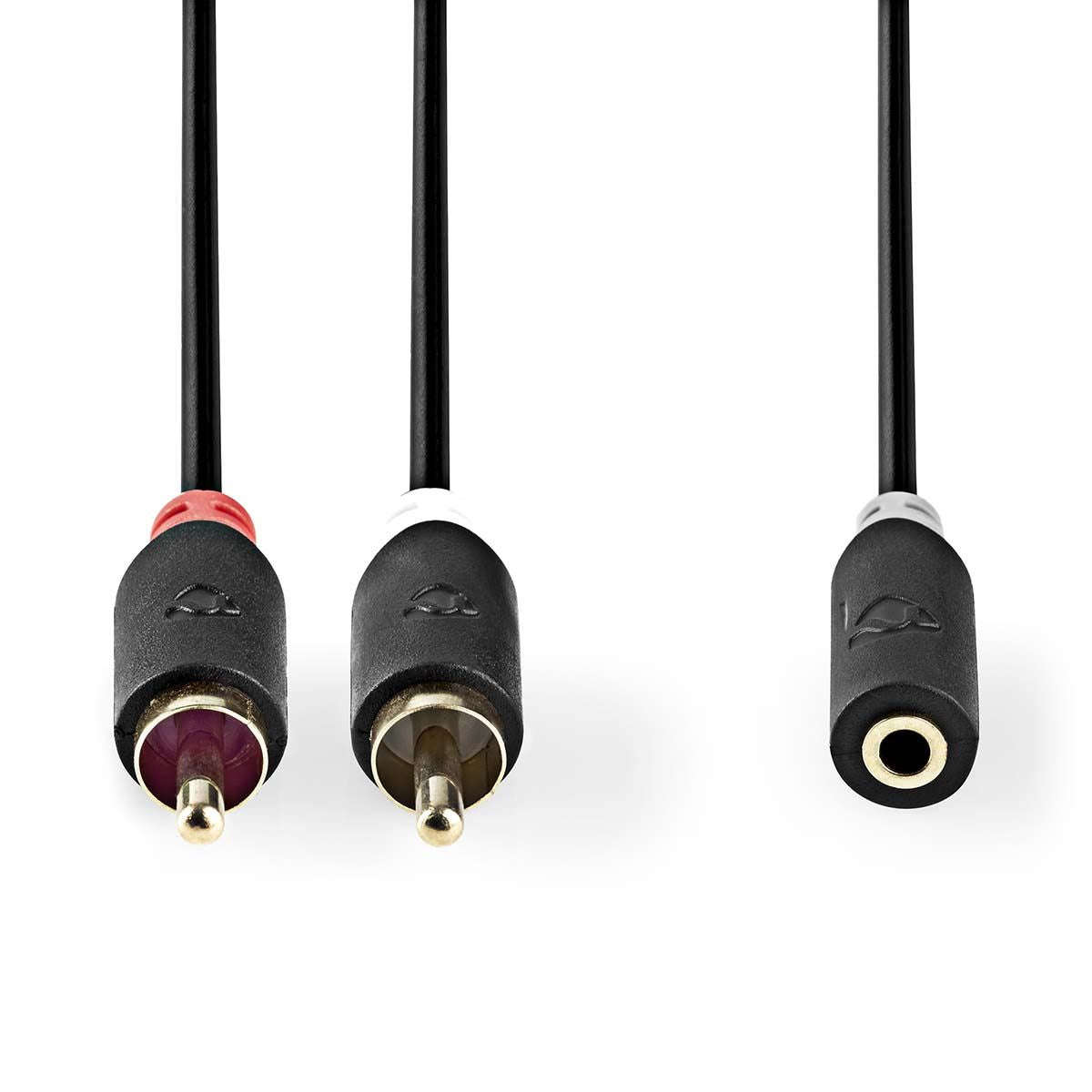 Nedis Stereo Audio Cable | 2x RCA Male | 3.5 mm Female | Gold Plated | 0.20 m | Round | Anthracite | Box