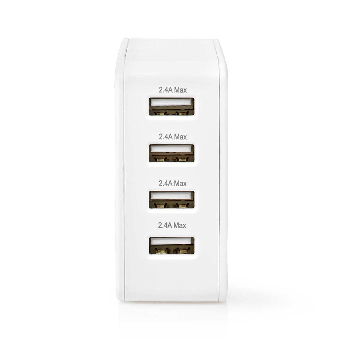Nedis Wall Charger | 24 W | Quick charge feature | 4x 2.4 A | Number of outputs: 4 | 4x USB-A | No Cable Included | Single Voltage Output | White