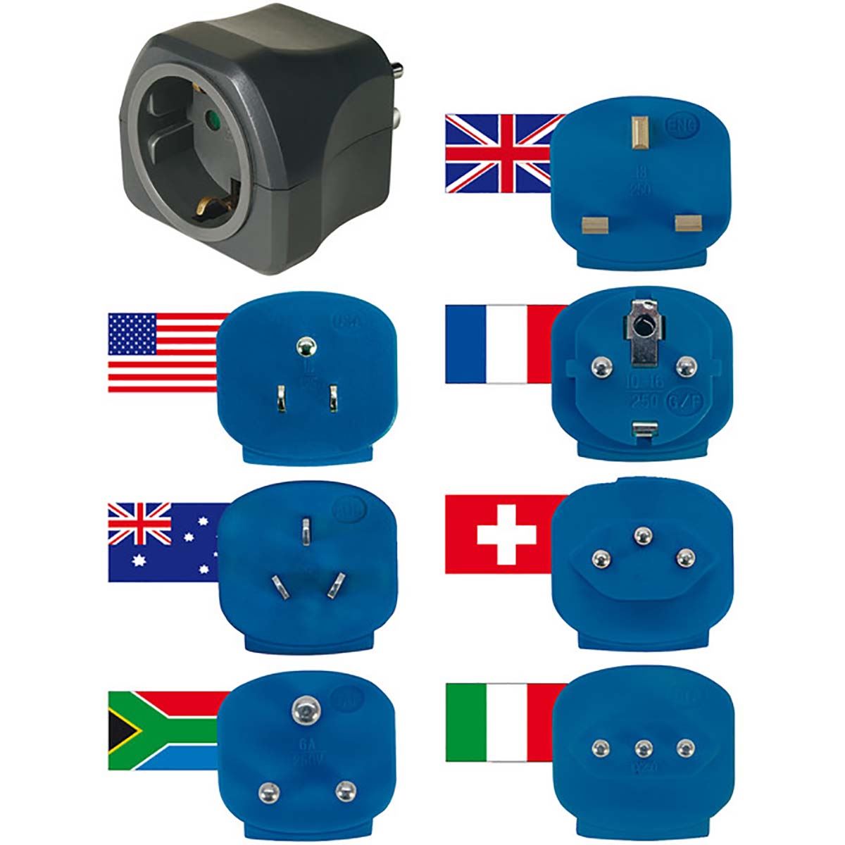 Brennenstuhl Travel plug set / travel adapter set (travel socket adapter with various attachments for more than 150 countries (7 x plug inserts) black
