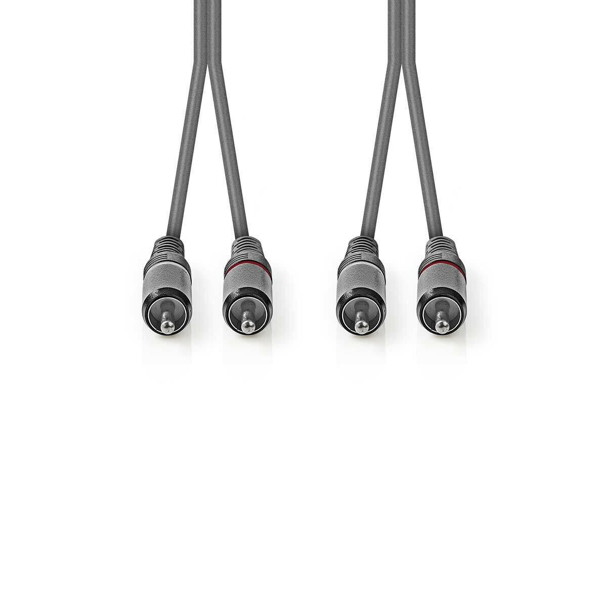 Nedis Stereo Audio Cable | 2x RCA Male | 2x RCA Male | Nickel Plated | 1.50 m | Round | Dark Grey | Carton Sleeve