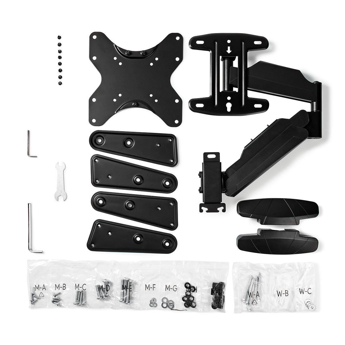 Nedis Vertical TV Wall Mount | 23 - 55 " | Maximum supported screen weight: 30 kg | Vertical movement range: 0-282 mm | Minimum wall distance: 61 mm | Maximum wall distance: 565 mm | Tiltable | Rotatable | 3 Pivot point(s) | ABS / Steel | Black