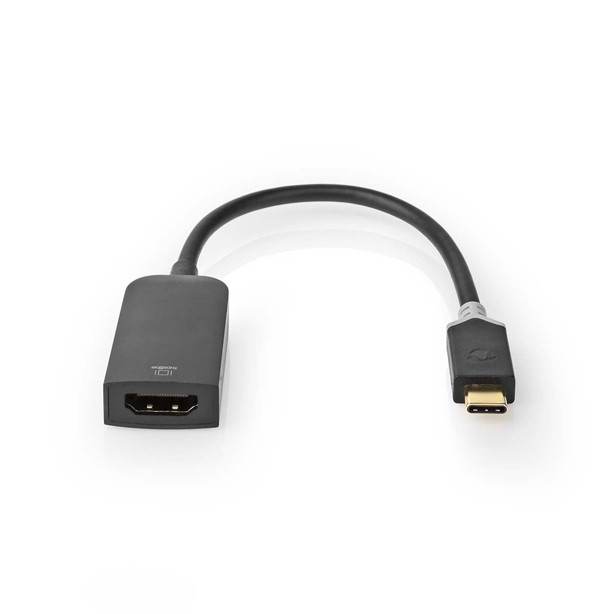 Nedis USB-C™ Adapter | USB 3.2 Gen 1 | USB-C™ Male | HDMI™ Output | 4K@60Hz | 0.20 m | Round | Gold Plated | PVC | Anthracite | Window Box with Euro Lock