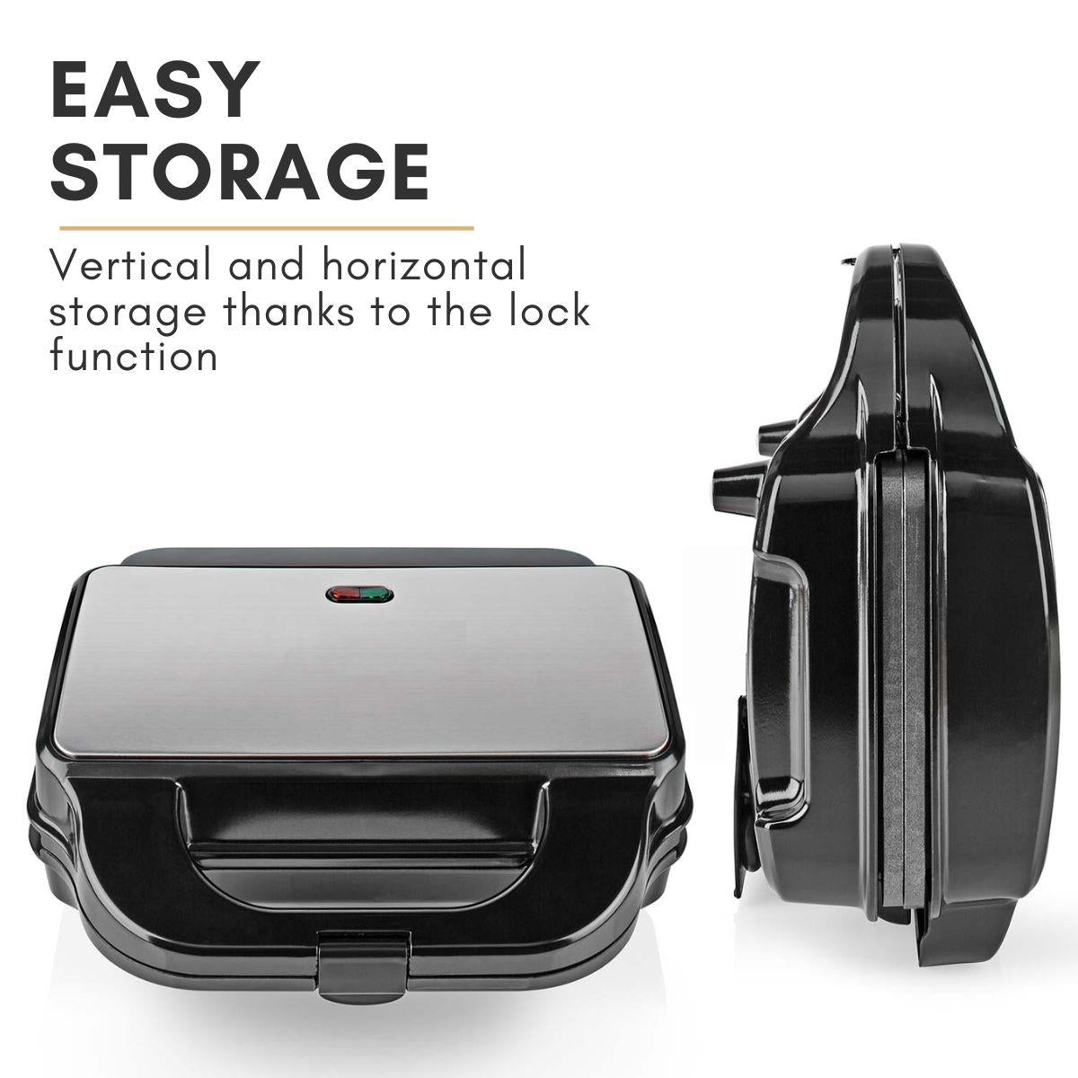 Nedis Multi Grill | Grill / Sandwich / Waffle | 900 W | 28 x 15 cm | Automatic temperature control | Plastic / Stainless Steel