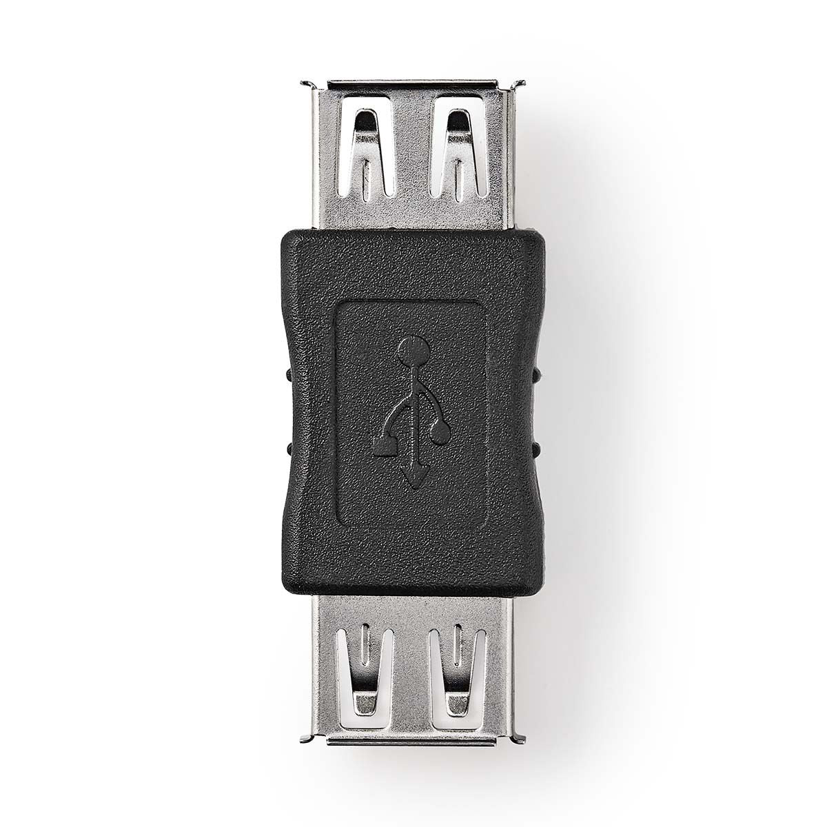 Nedis USB-A Adapter | USB 2.0 | USB-A Female | USB-A Female | 480 Mbps | Round | Nickel Plated | PVC | Black | Box