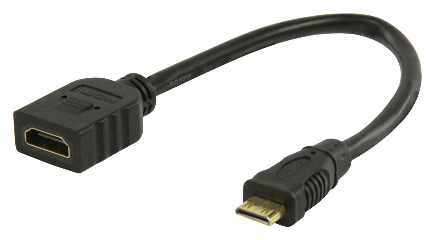 Nedis High Speed HDMI™ Cable with Ethernet | HDMI™ Mini Connector | HDMI™ Output | 4K@30Hz | 10.2 Gbps | 0.20 m | Round | PVC | Black | Envelope