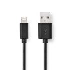 Nedis Lightning Cable | USB 2.0 | Apple Lightning 8-Pin | USB-A Male | 480 Mbps | Nickel Plated | 2.00 m | Round | PVC | Black | Label