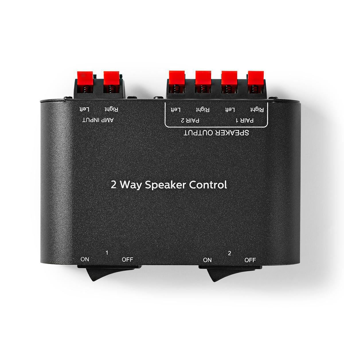 Nedis Speaker Control Switchbox | 2 port(s) | Terminal Clamps | Speaker impedance: 4-16 Ohm | Maximum load per channel: 150 W | Aluminium | Black