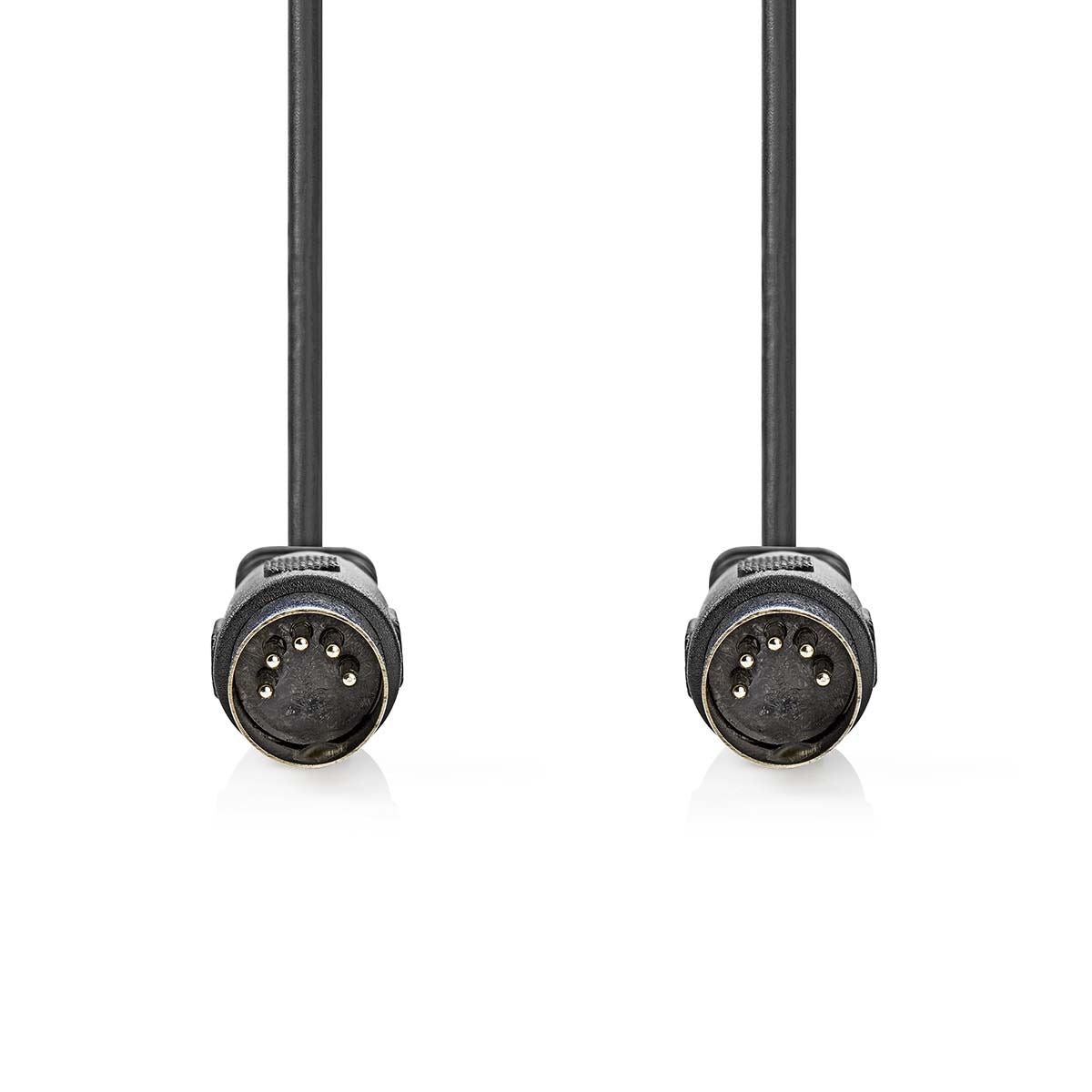 Nedis DIN Audio Cable | DIN 5-Pin Male | DIN 5-Pin Male | Nickel Plated | 2.00 m | Round | PVC | Black | Label