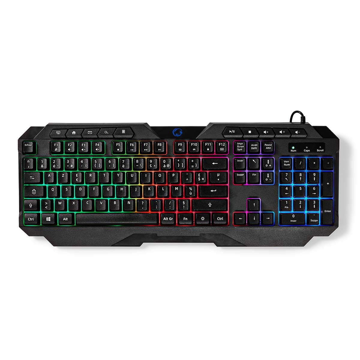 Nedis Wired Gaming Keyboard | USB Type-A | Membrane Keys | LED | AZERTY | FR Layout | USB Powered | Power cable length: 1.30 m | Multimedia