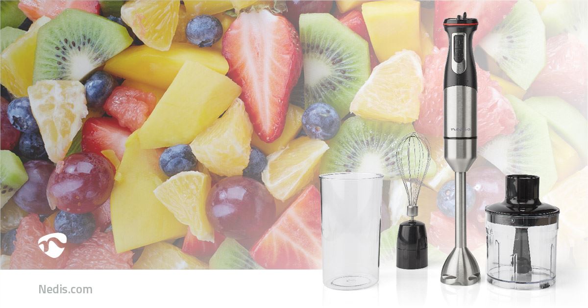 Nedis Hand Blender | 800 W | Speed settings: Variable Speed Control | Chopper | Aluminium / Black