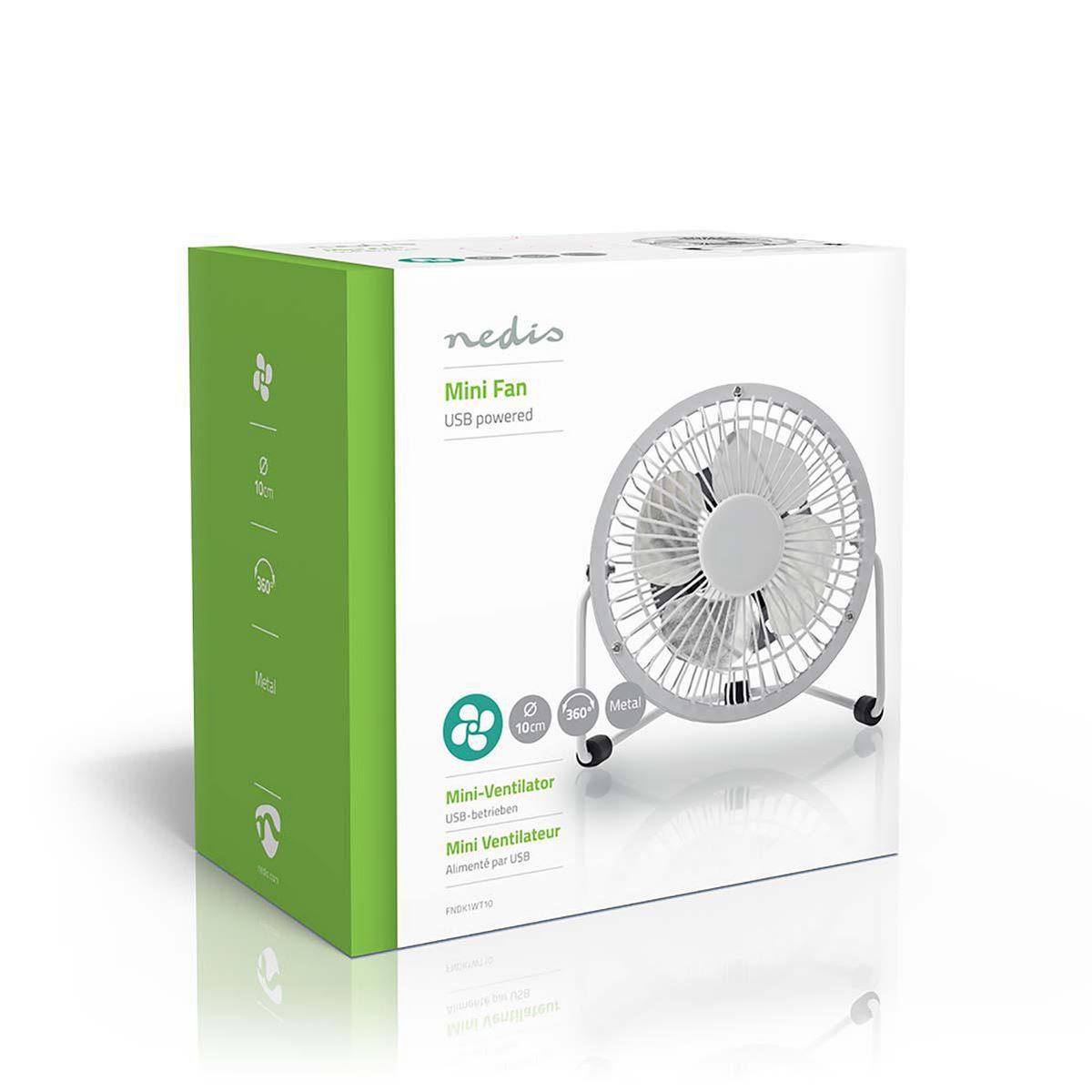 Nedis Table Fan | USB Powered | Diameter: 100 mm | 3 W | 1-Speed | White