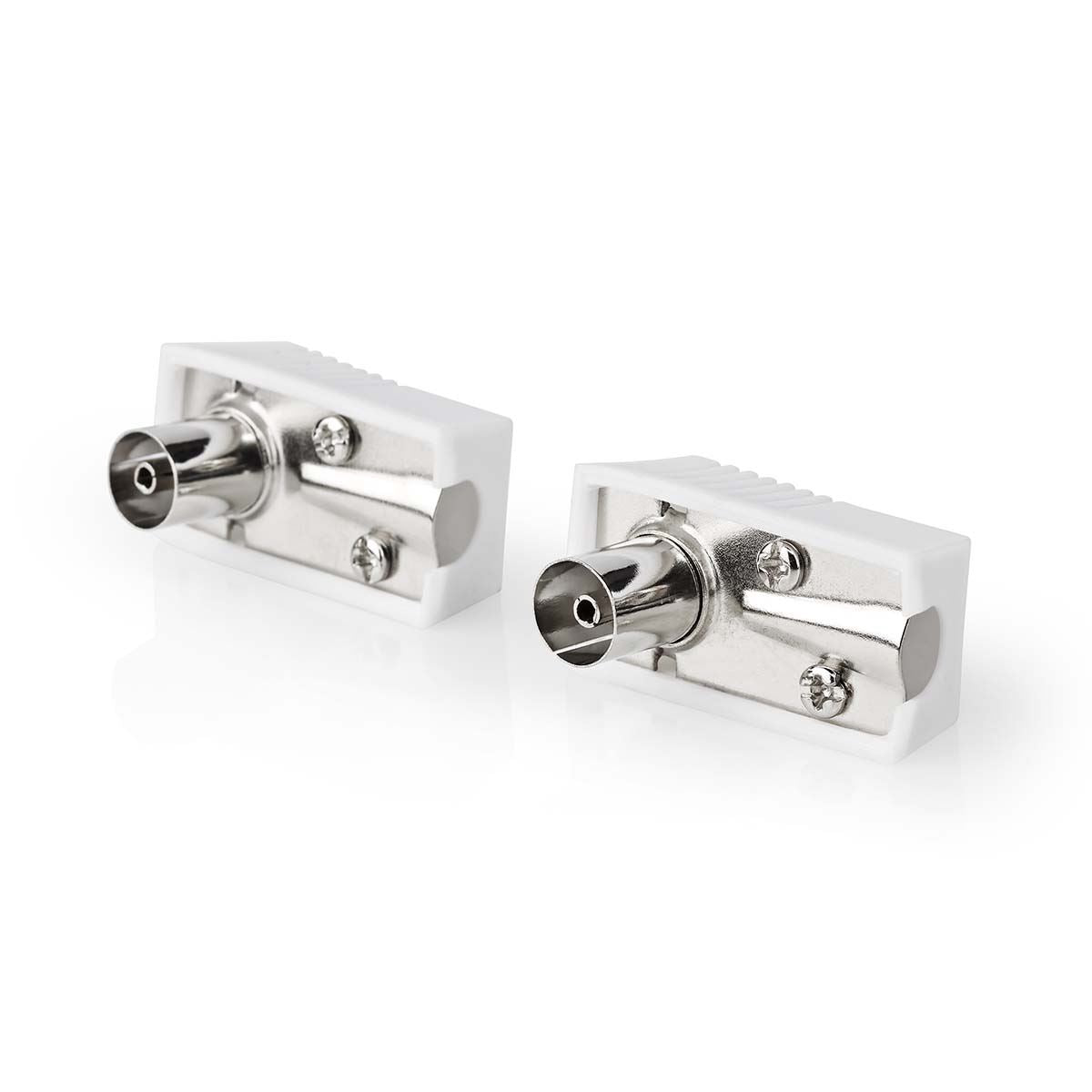 Nedis IEC (Coax) Connector | Angled | Female | Nickel Plated | 75 Ohm | Screw | Cable input diameter: 7.0 mm | Metal / PVC | White | 2 pcs | Envelope