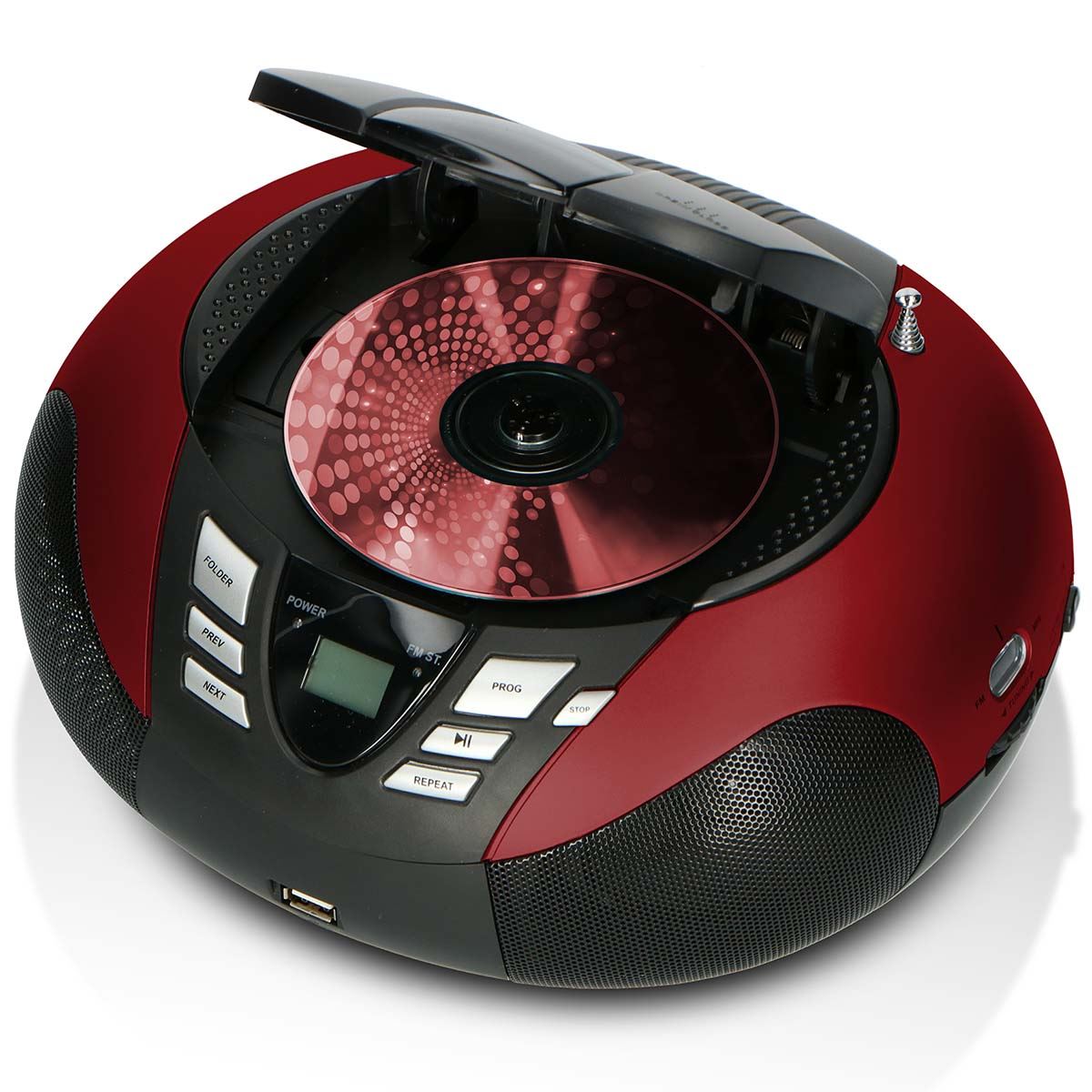 Lenco SCD-37 USB Red Portable FM Radio CD and USB player Red