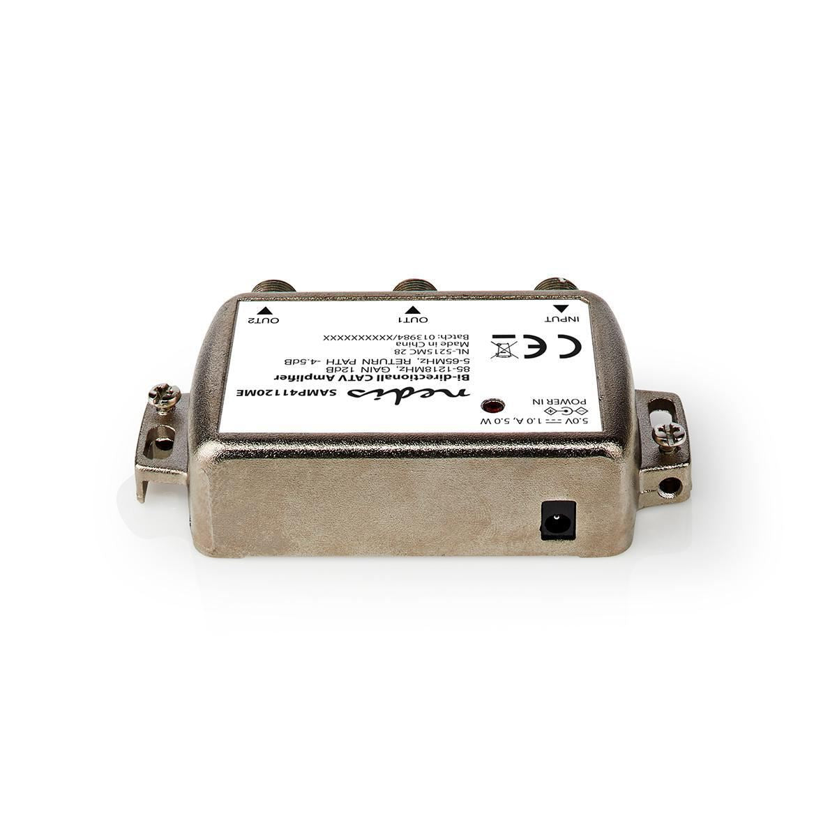 Nedis CATV Amplifier | Gain: 12 dB | 85 - 1218 MHz | Number of outputs: 2 | Return path | Silver