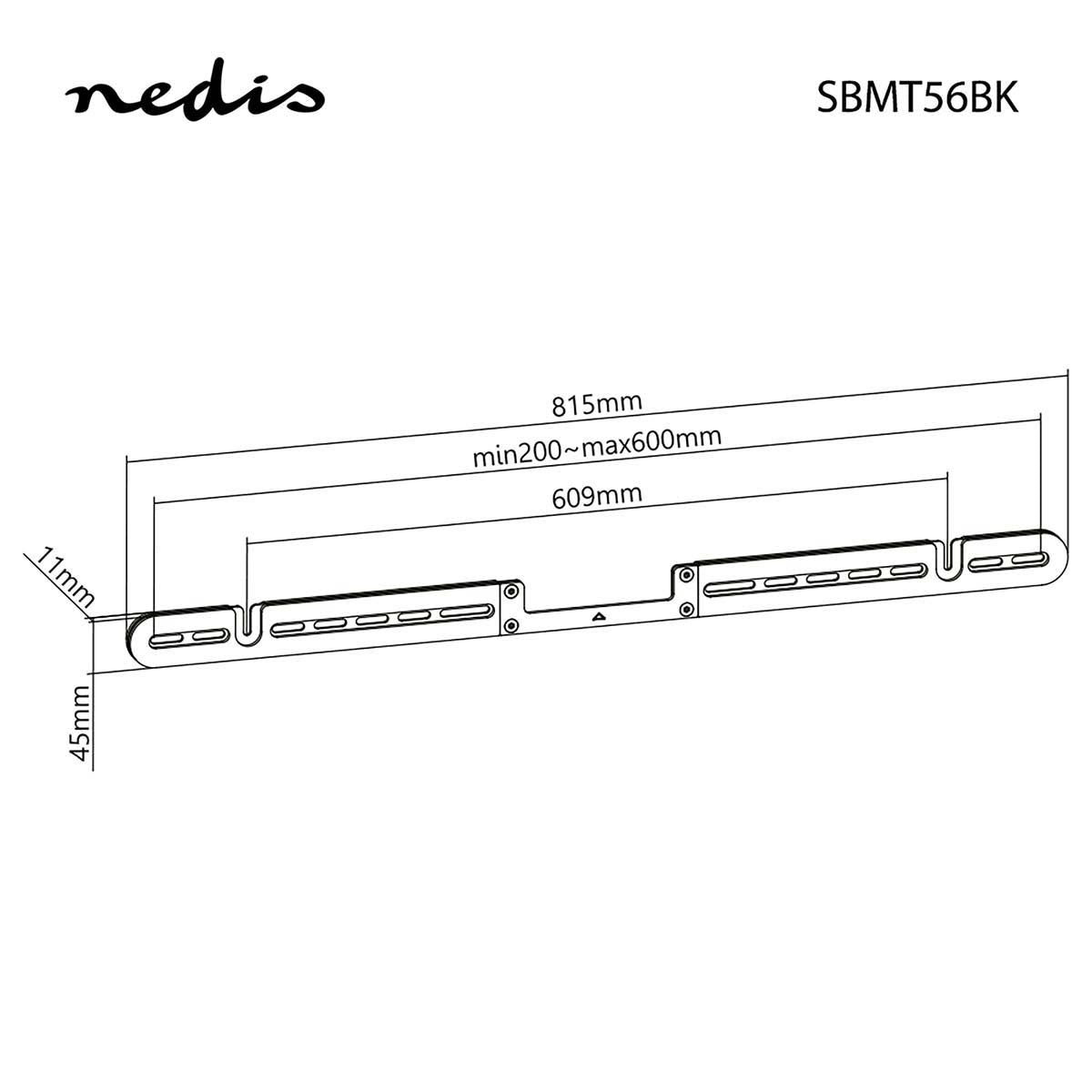 Nedis Soundbar Mount | Compatible with: Sonos® Arc™ | Wall | 10 kg | Fixed | ABS / Steel | Black