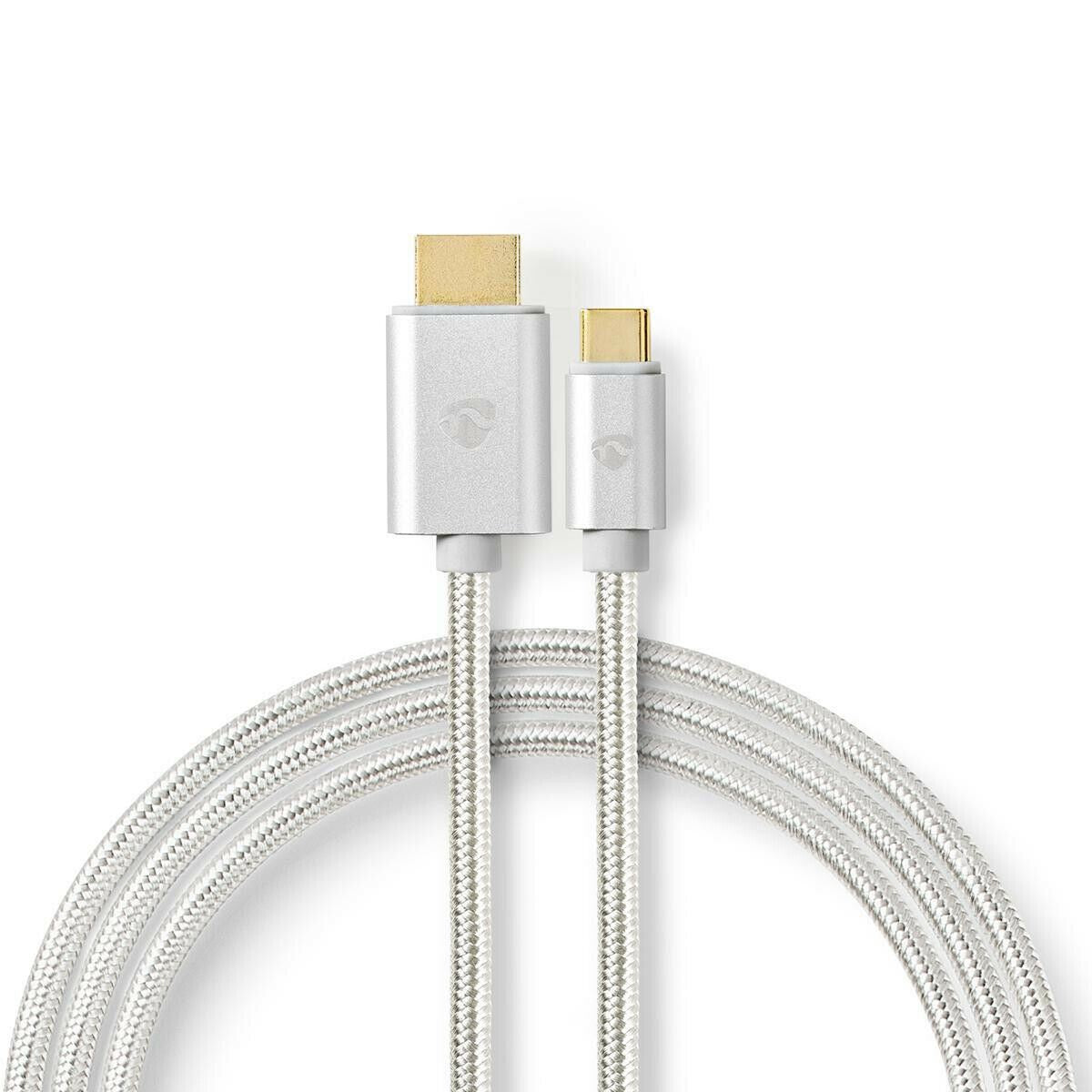 Nedis USB-C™ Adapter | USB 3.2 Gen 1 | USB-C™ Male | HDMI™ Connector | 4K@60Hz | 18 Gbps | 2.00 m | Round | Gold Plated | Braided / Nylon | Aluminium | Cover Window Box