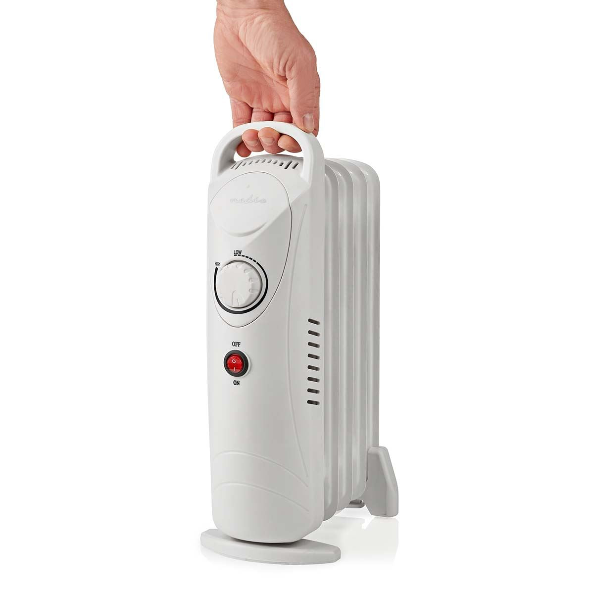Nedis Mobile Oil Radiator | 500 W | 5 Fins | Adjustable thermostat | 1 Heat Setting | White