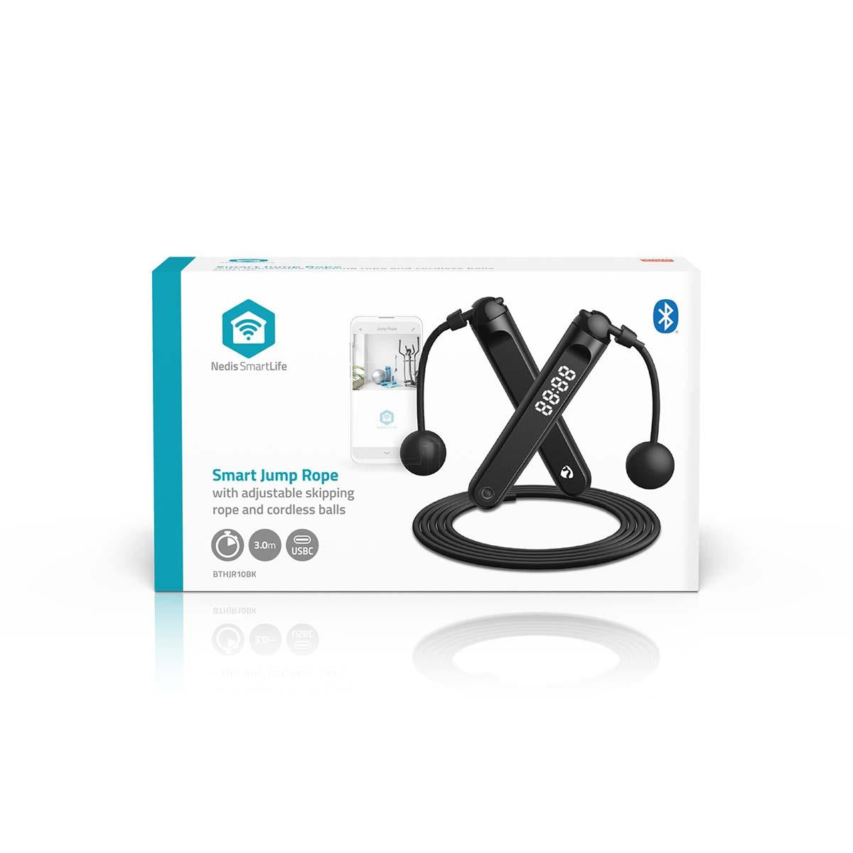 Nedis Outdoor Sports | Jumping Rope | Bluetooth® | Dual Hall sensor | LED Display | Cordless balls / Drawstring Bag | Black