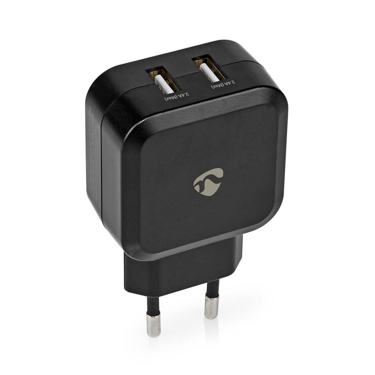 Nedis Wall Charger | 24 W | Quick charge feature | 2x 2.4 A | Number of outputs: 2 | 2x USB-A | No Cable Included | Single Voltage Output | Black
