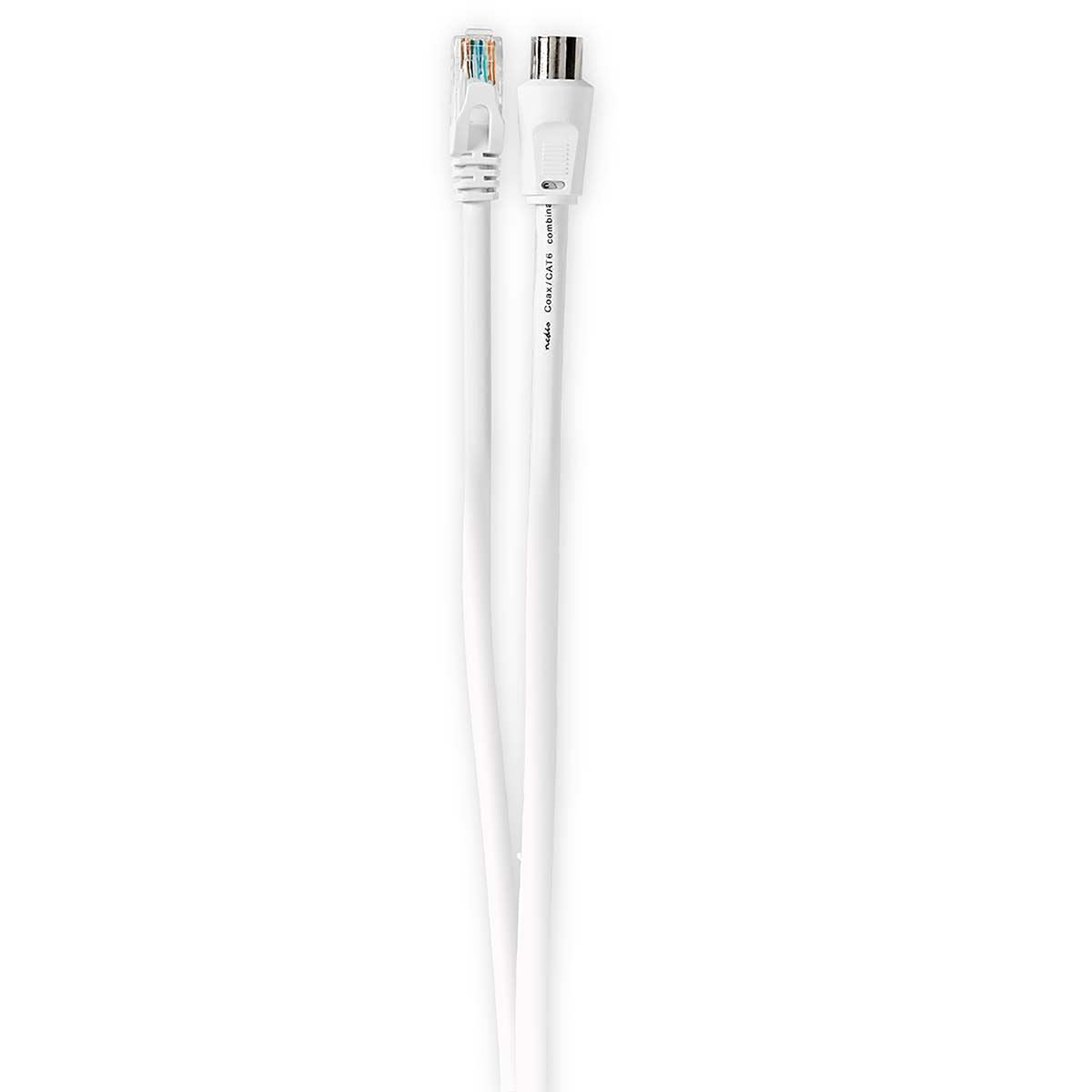 Nedis Coax Cat6 Combi Cable | IEC (Coax) Male / RJ45 Male | IEC (Coax) Female / RJ45 Male | Nickel Plated | RG58 | 75 Ohm | Double Shielded | 3.00 m | Round | PVC | White | Box
