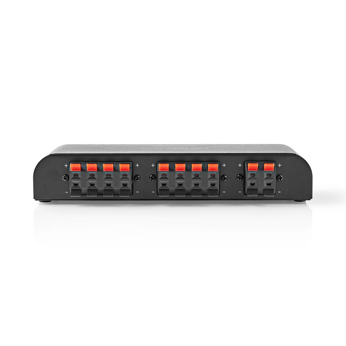 Nedis Speaker Control Switchbox | 4 port(s) | Terminal Clamps | Speaker impedance: 4-16 Ohm | Maximum load per channel: 200 W | Aluminium | Black