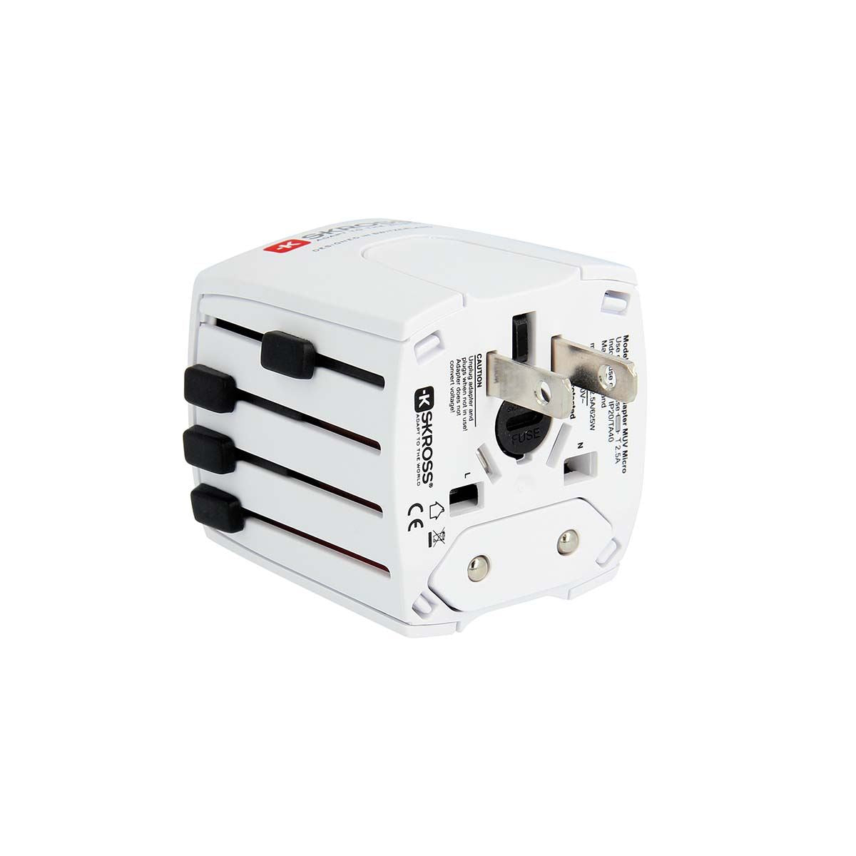 Skross SKross | MUV USB (2xA) Compact 2-pole world travel adapter with 2 integrated USB ports